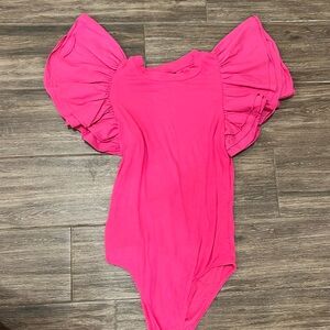 Shein Pink Flutter Sleeve Bodysuit
